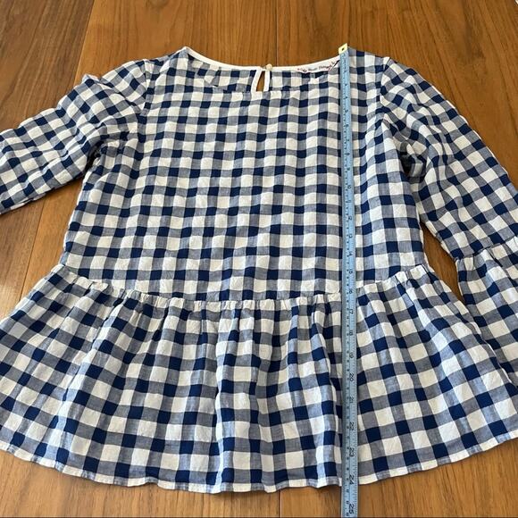 Le Sarte Pettegole Size 40 Small Check Flutter Sleeve Blouse - Picture 8 of 11